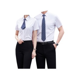 Customized three-proof black technology elastic business short-sleeved shirt, short-sleeved men's 73.8% polyester 2.4% spandex 23.8% bamboo pulp fiber 81-695 SKR087 Customized three-proof black technology elastic business short-sleeved shirt, short-sleeved men's 73.8% polyester 2.4% spandex 23.8% bamboo pulp fiber 81-695 SKR087